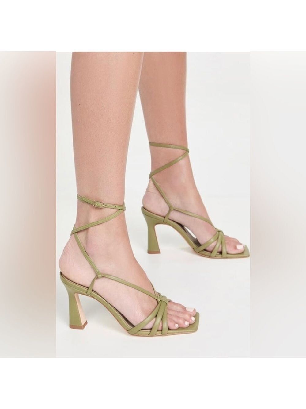 NIB Chelsea Paris Remy Square Toe High Heel Sandals in Lime